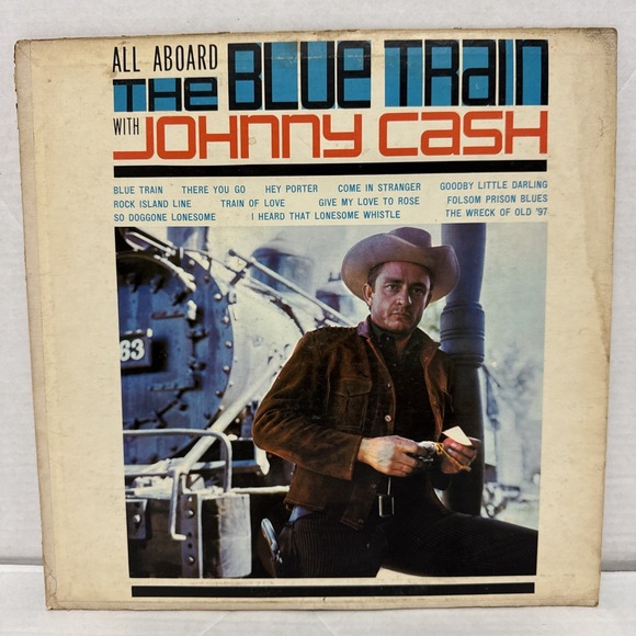 All aboard the blue train with‎ Johnny Cash vinyl untested - Picture 1 of 3